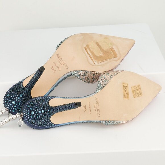 Jimmy Choo Saeda 100 Crystal-Embellished Satin Pumps, Sunrise Mix, EU 38.5/US8.5 - Picture 7 of 15